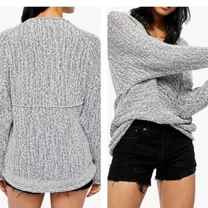 Free People Womens Bright Lights Marled Open Stitch Pullover Sweater
